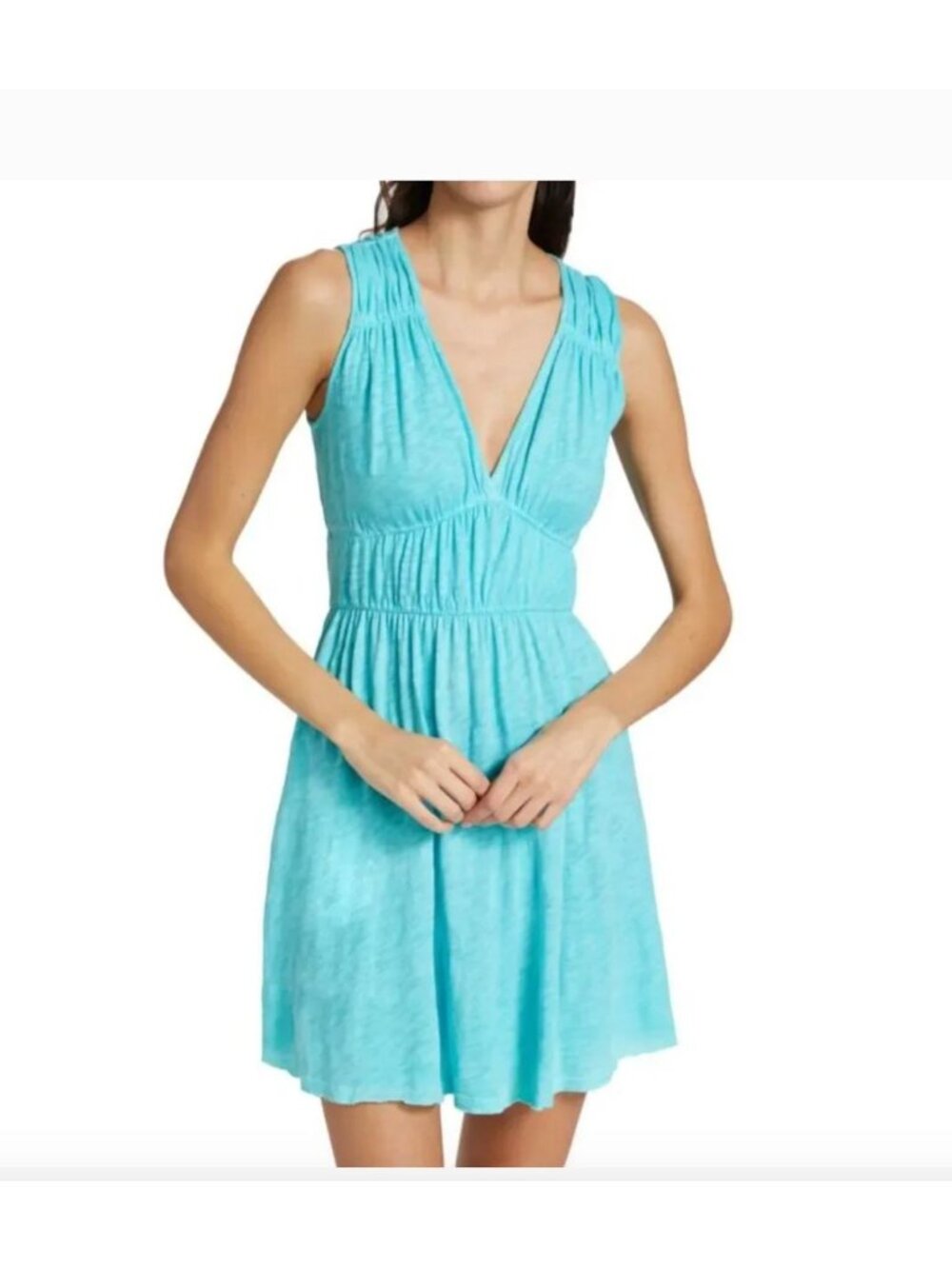 ATM Gathered Slub Cotton-Jersey Mini Dress Size XS